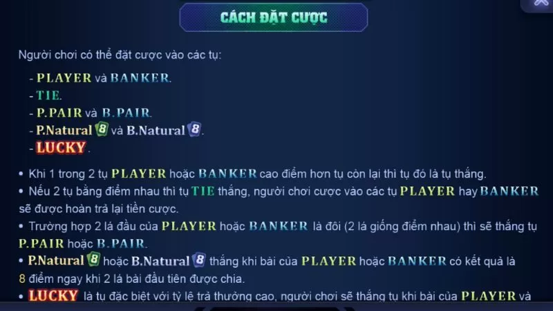 Hướng dẫn chơi Baccarat Lucky88