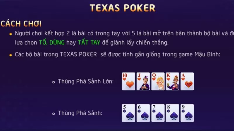 Tiến trình chơi game Texas Poker Tiến trình chơi game Texas Poker