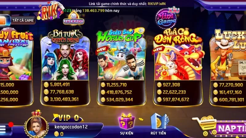 Top game nổ hũ được nhiều người chơi nhất tại Rikvip